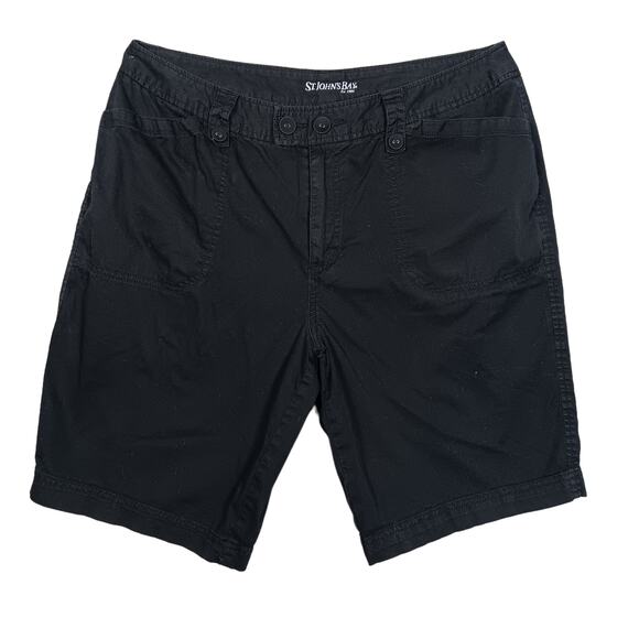 St. John's Bay Shorts Size 16 Black 4 Working Pockets Cotton Blend - Picture 2 of 6
